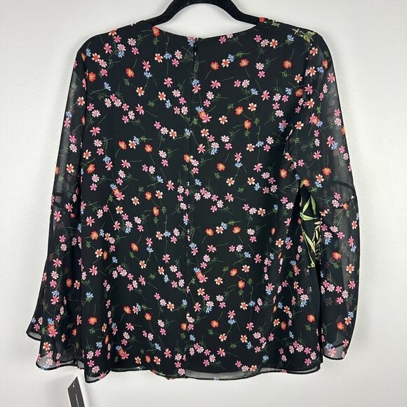 French Connection Bluhm Bottero Ditsy Floral Sheer Blouse Size 2 Black NWT - Picture 16 of 16